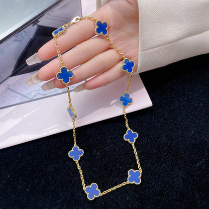 [CiCi]CLOVER 10 MOTIFS BLUE AGATE NECKLACE