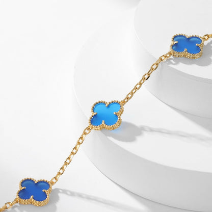 [CiCi]CLOVER 10 MOTIFS BLUE AGATE NECKLACE