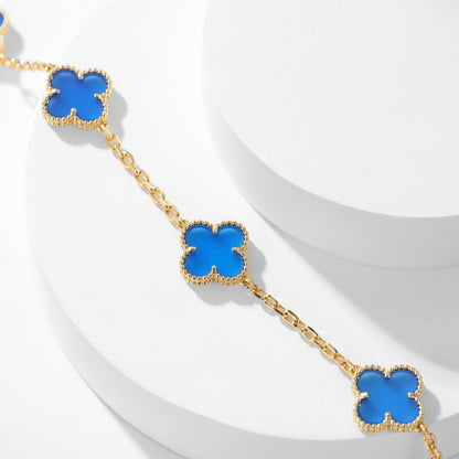 [CiCi]CLOVER 10 MOTIFS BLUE AGATE NECKLACE