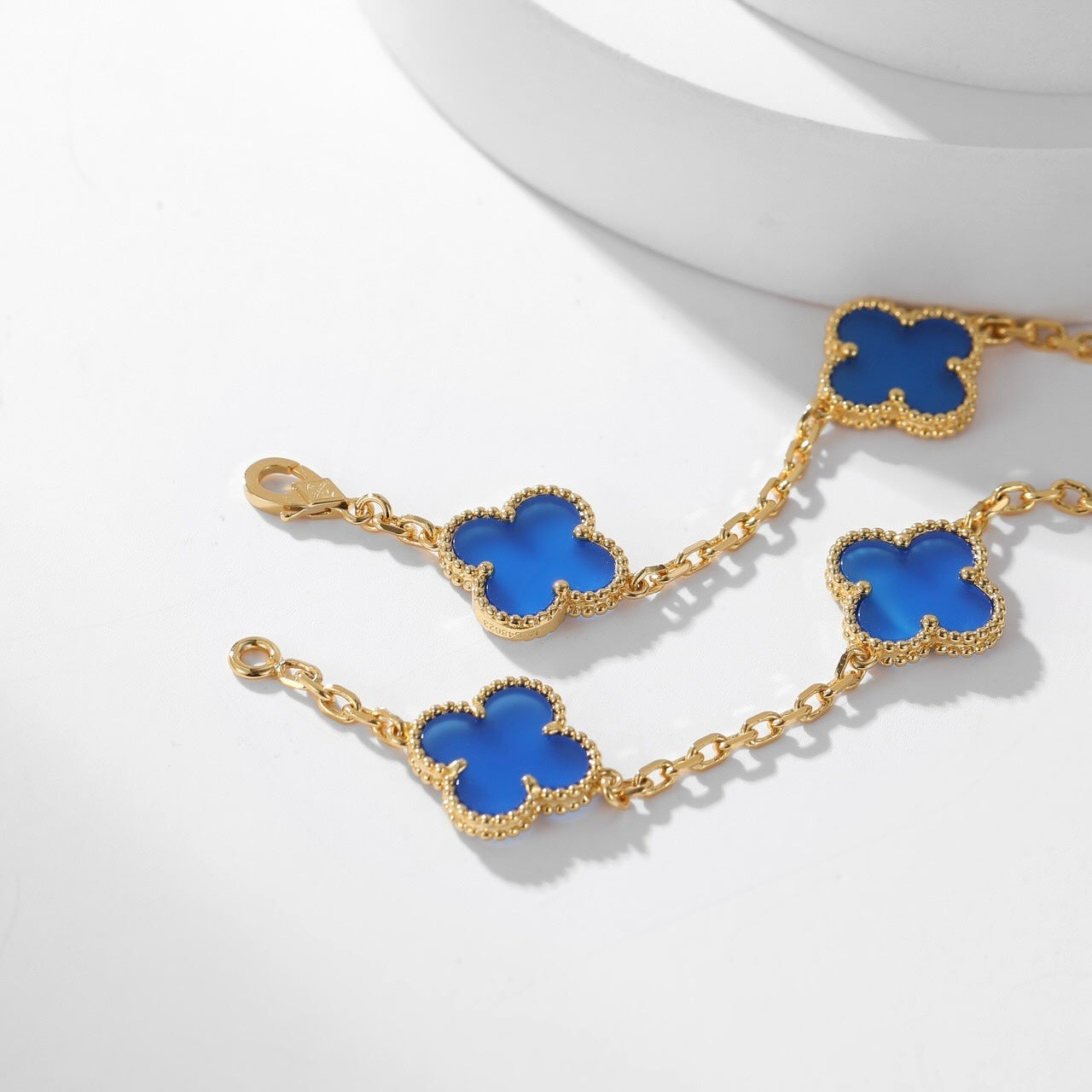 [CiCi]CLOVER 10 MOTIFS BLUE AGATE NECKLACE