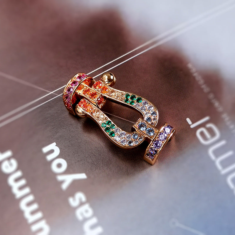 [CiCi]FORCE GROSSES HUFEISEN FARBIGES DIAMANT-ARMBAND ROSÉGOLD