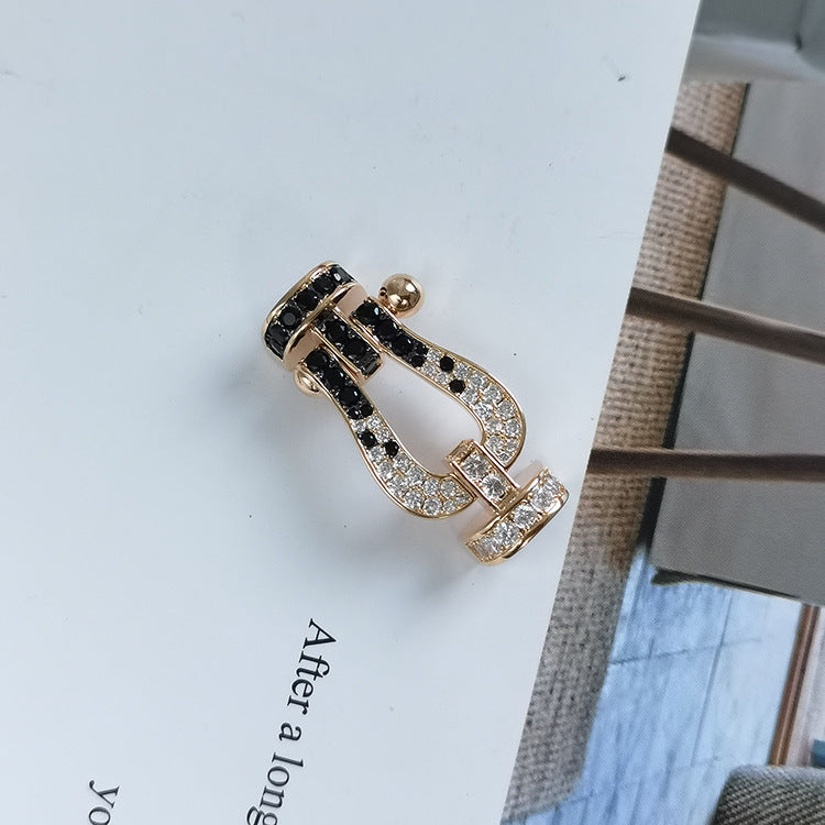 [CiCi]FORCE LARGE HORSESHOE BLACK WHITE DIAMOND BRACELET SILVER