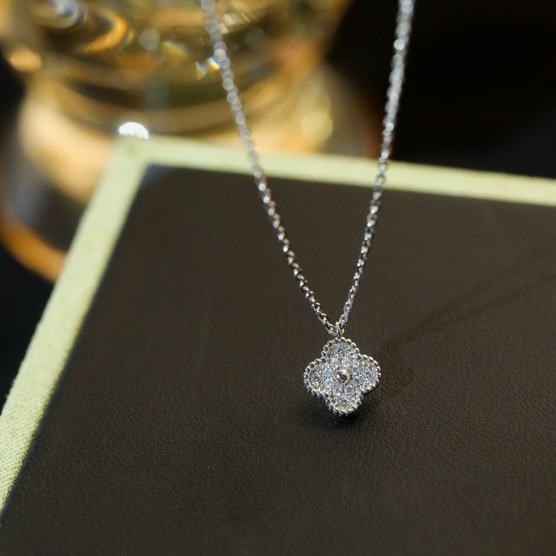 [CiCi]CLOVER MINI 9.5MM PENDANT DIAMOND NECKLACE