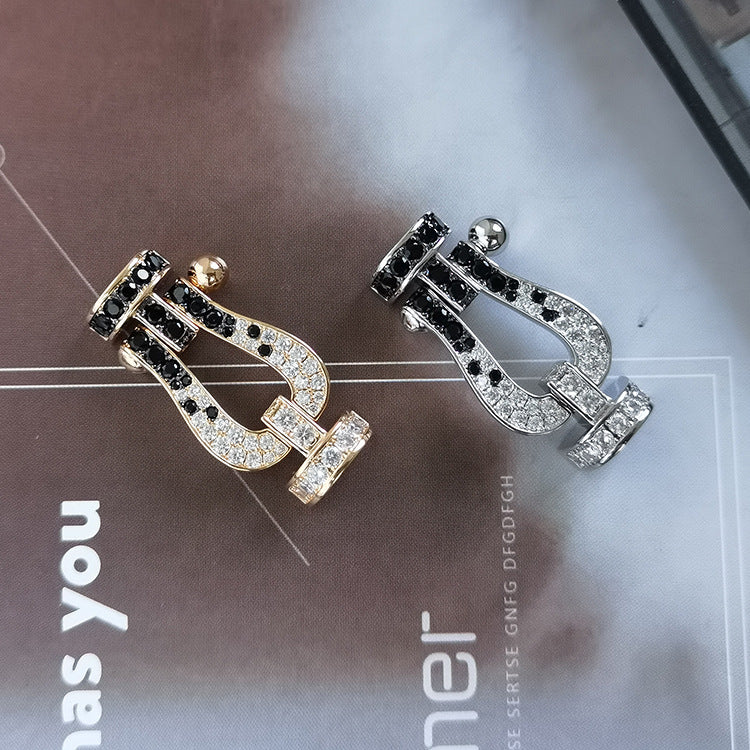 [CiCi]FORCE LARGE HORSESHOE BLACK WHITE DIAMOND BRACELET ROSE GOLD