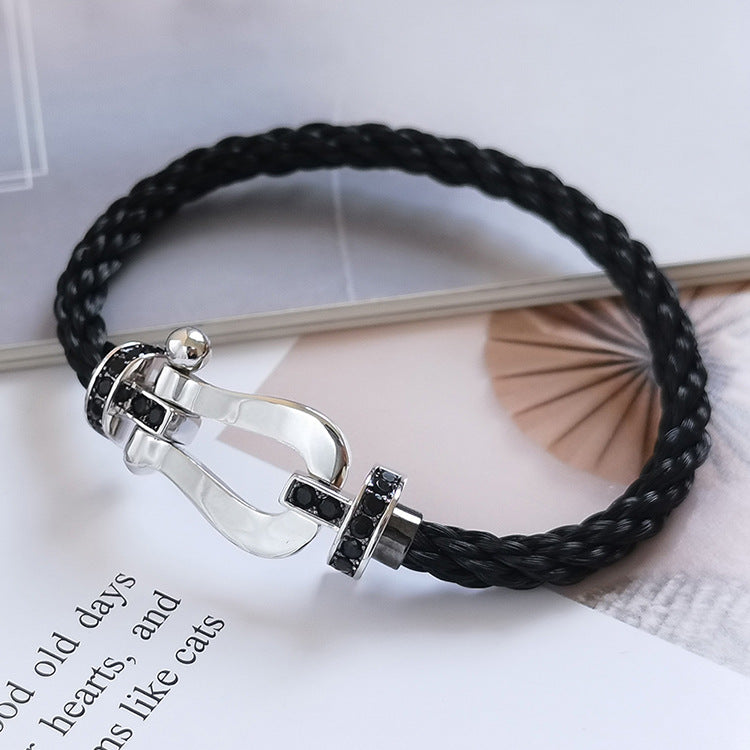 [CiCi]FORCE LARGE HORSESHOE BLACK DIAMOND BRACELET SILVER