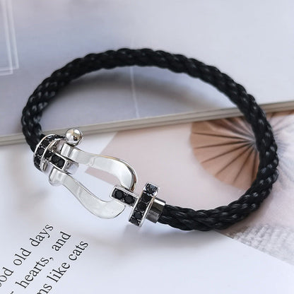 [CiCi]FORCE LARGE HORSESHOE BLACK DIAMOND BRACELET SILVER