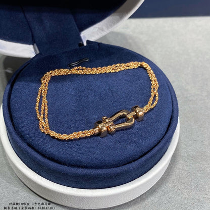 [CiCi]FORCE SMALL HORSESHOE  DIAMOND CHAIN ROPE BRACELET