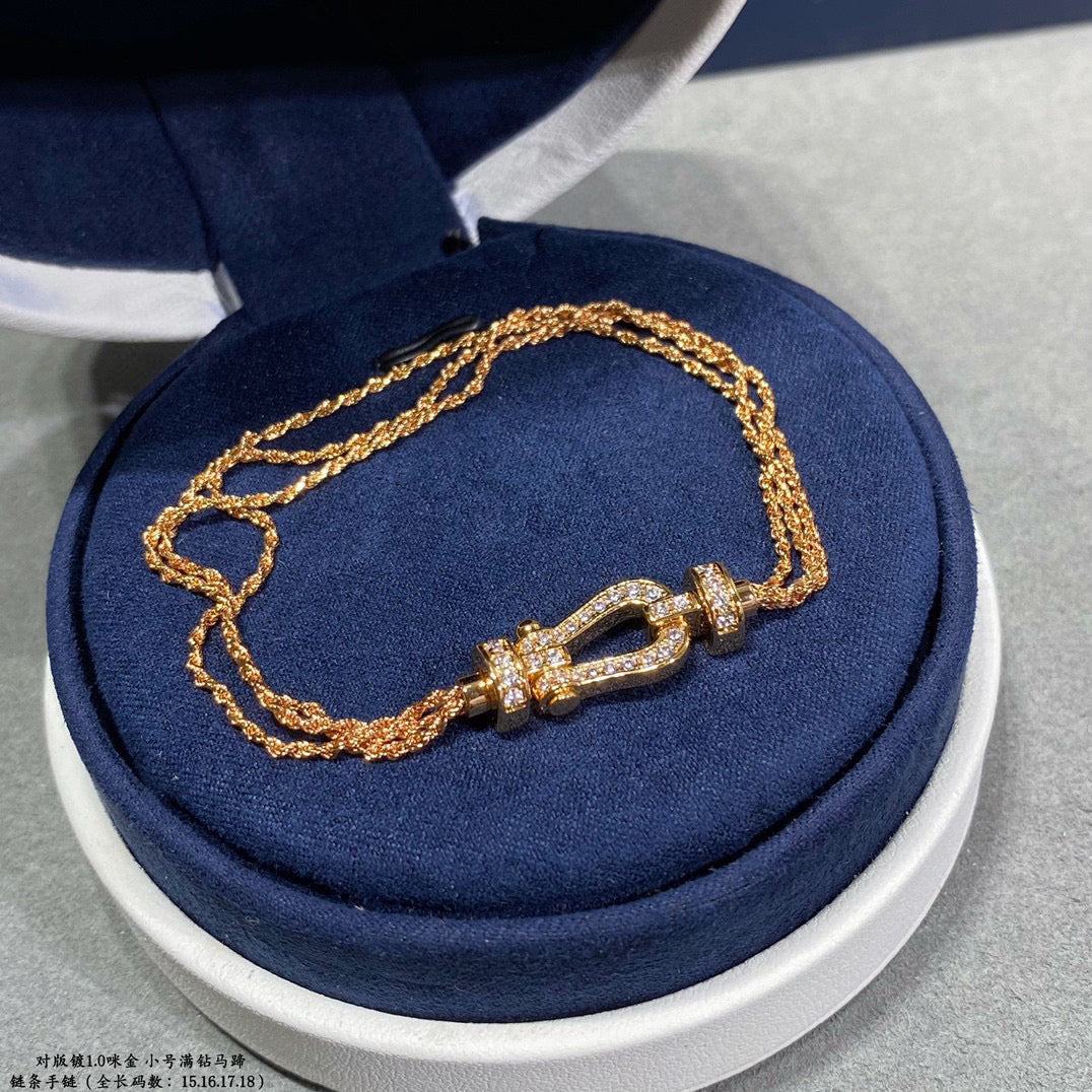 [CiCi]FORCE SMALL HORSESHOE  DIAMOND CHAIN ROPE BRACELET