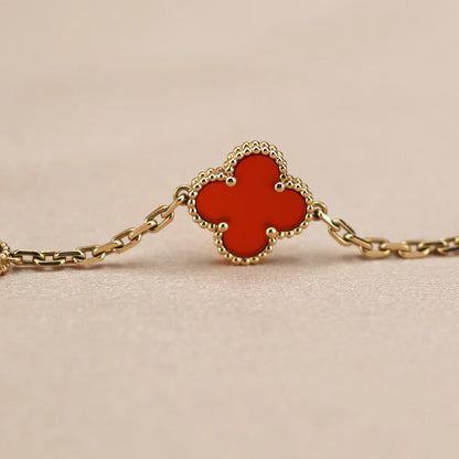 [CiCi] CLOVER 5 MOTIF RED CORNELIAN BRACELET COLLECTION