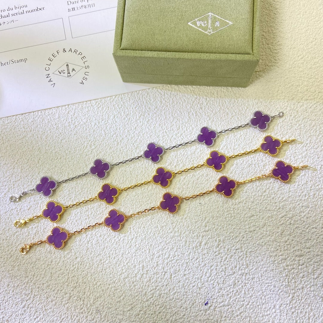 [CiCi]CLOVER  5 MOTIFS  PURPLE VIOLET BRACELET
