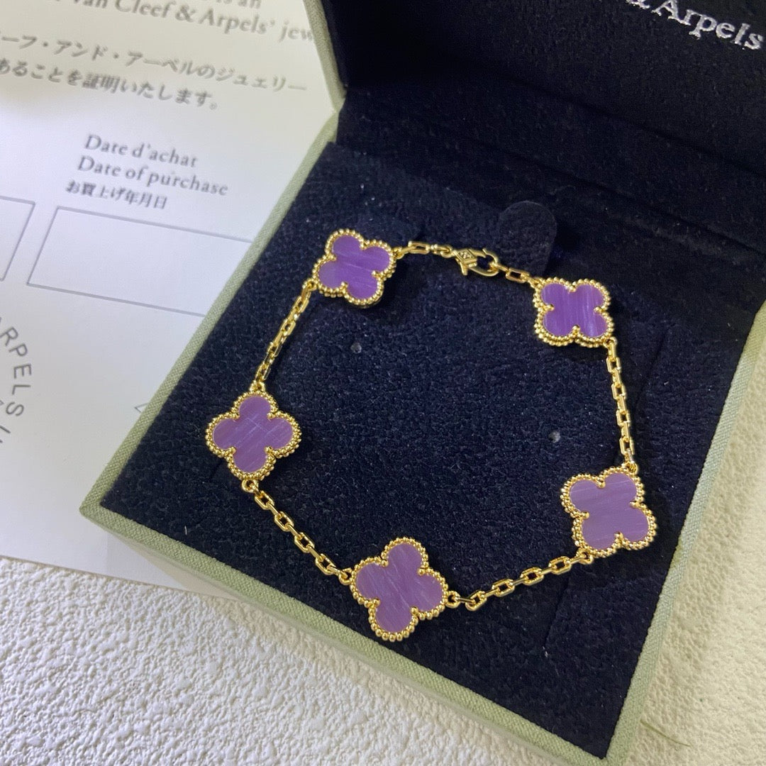 [CiCi]CLOVER  5 MOTIFS  PURPLE VIOLET BRACELET