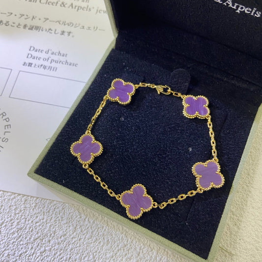 [CiCi]CLOVER  5 MOTIFS  PURPLE VIOLET BRACELET