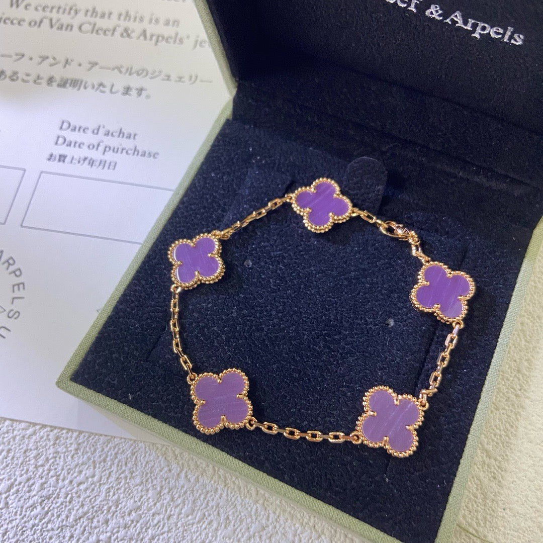 [CiCi]CLOVER  5 MOTIFS  PURPLE VIOLET BRACELET
