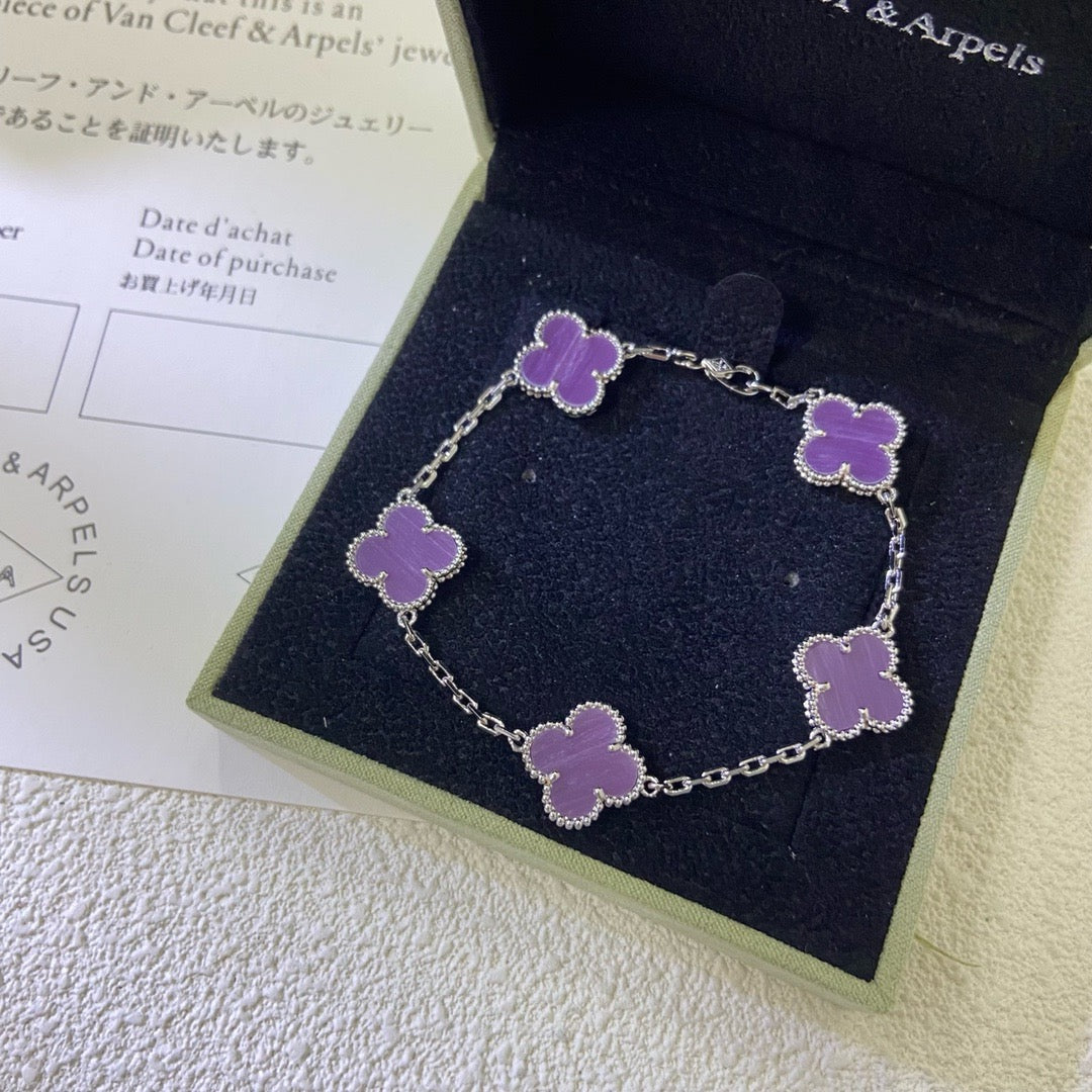 [CiCi]CLOVER  5 MOTIFS  PURPLE VIOLET BRACELET