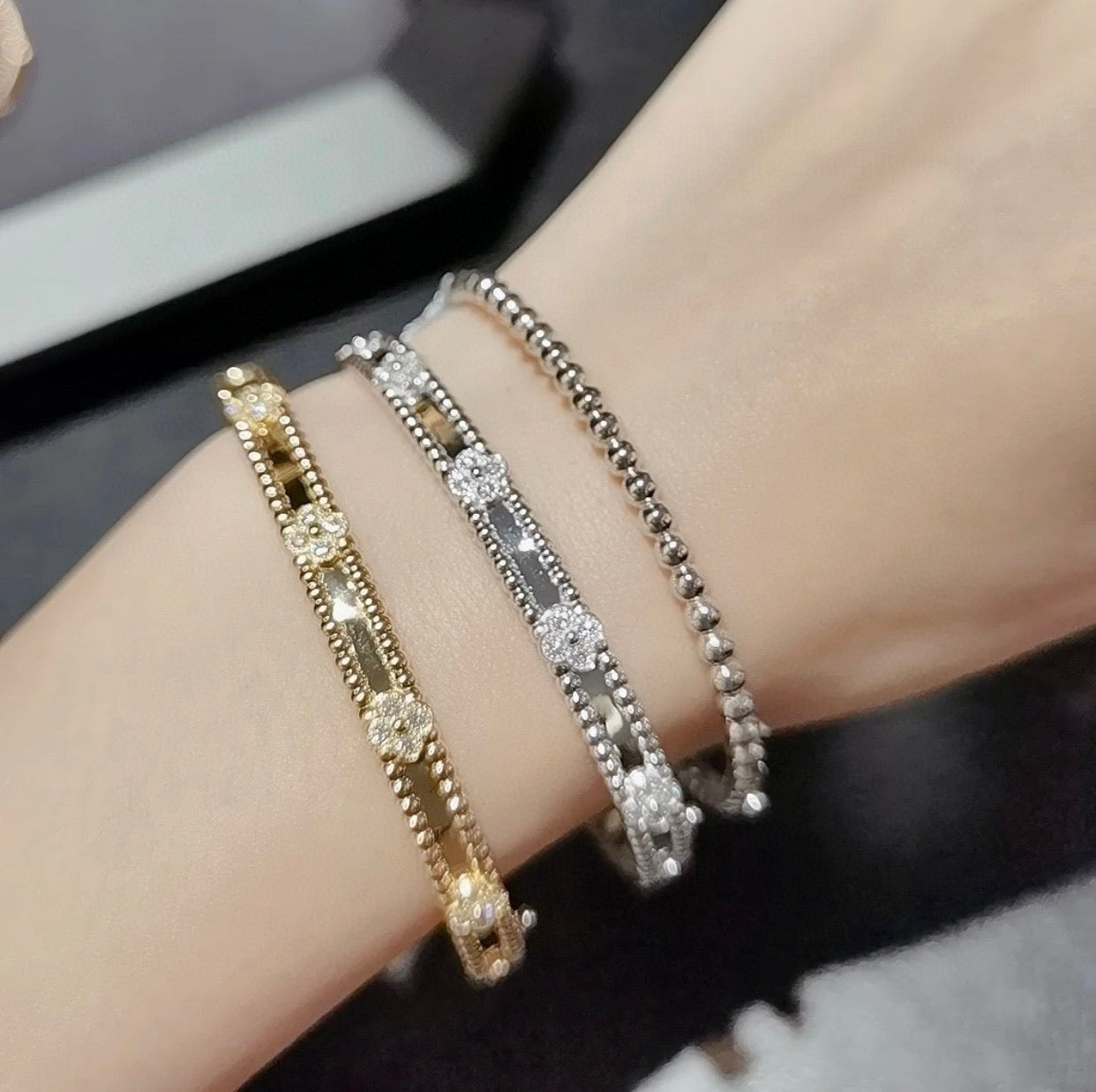[CiCi]CLOVER BRACELET 4MM DIAMONDS