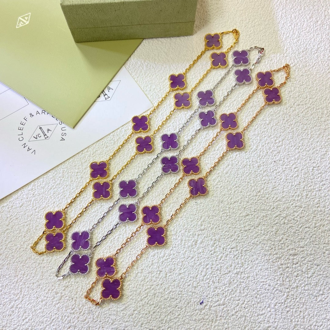 [CiCi]CLOVER 10 MOTIFS  PURPLE VIOLET  NECKLACE