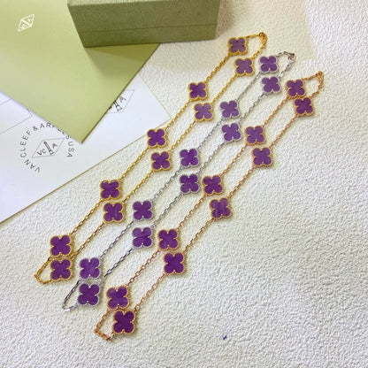 [CiCi]CLOVER 10 MOTIFS  PURPLE VIOLET  NECKLACE