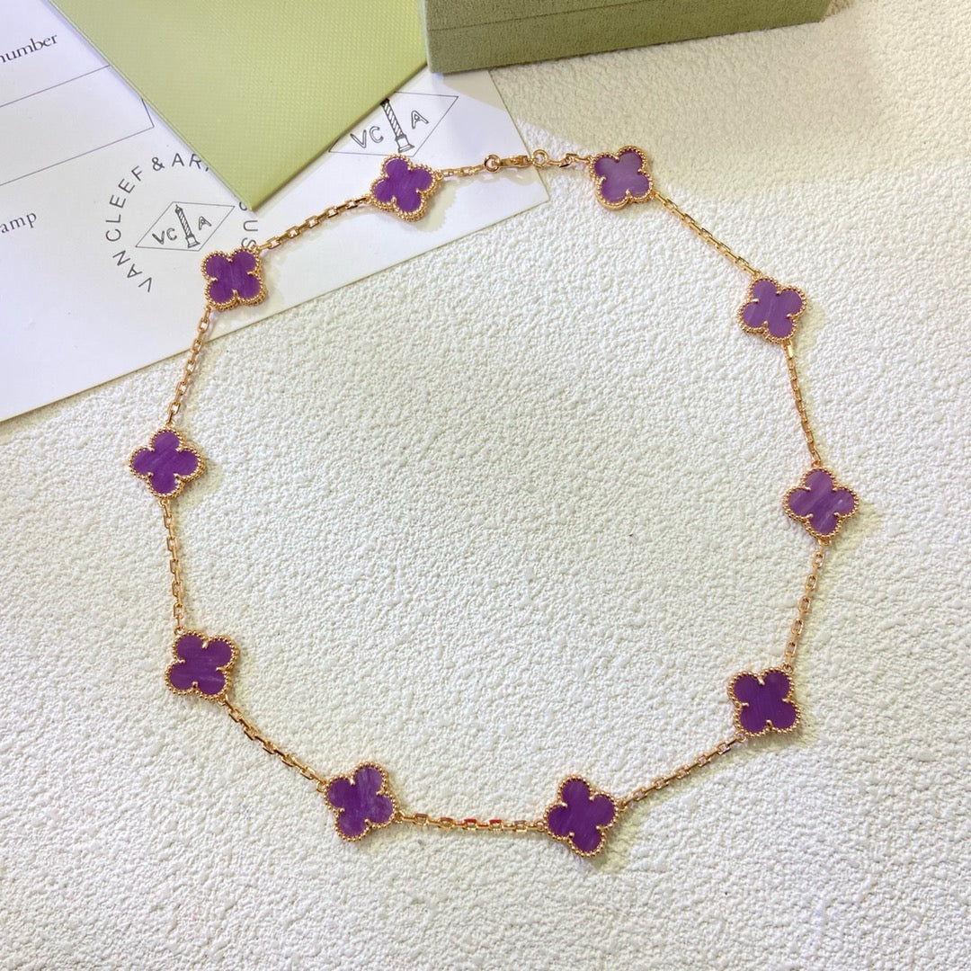 [CiCi]CLOVER 10 MOTIFS  PURPLE VIOLET  NECKLACE