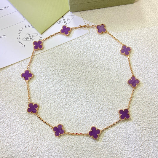 [CiCi]CLOVER 10 MOTIFS  PURPLE VIOLET  NECKLACE