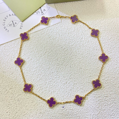 [CiCi]CLOVER 10 MOTIFS  PURPLE VIOLET  NECKLACE