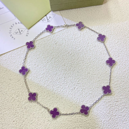 [CiCi]CLOVER 10 MOTIFS  PURPLE VIOLET  NECKLACE