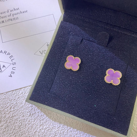 [CiCi]CLOVER MINI 9.5MM  PURPLE VIOLET EARRINGS