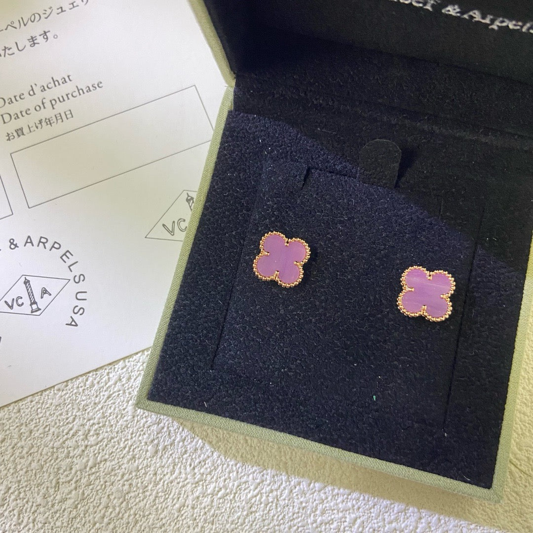 [CiCi]CLOVER MINI 9.5MM  PURPLE VIOLET EARRINGS