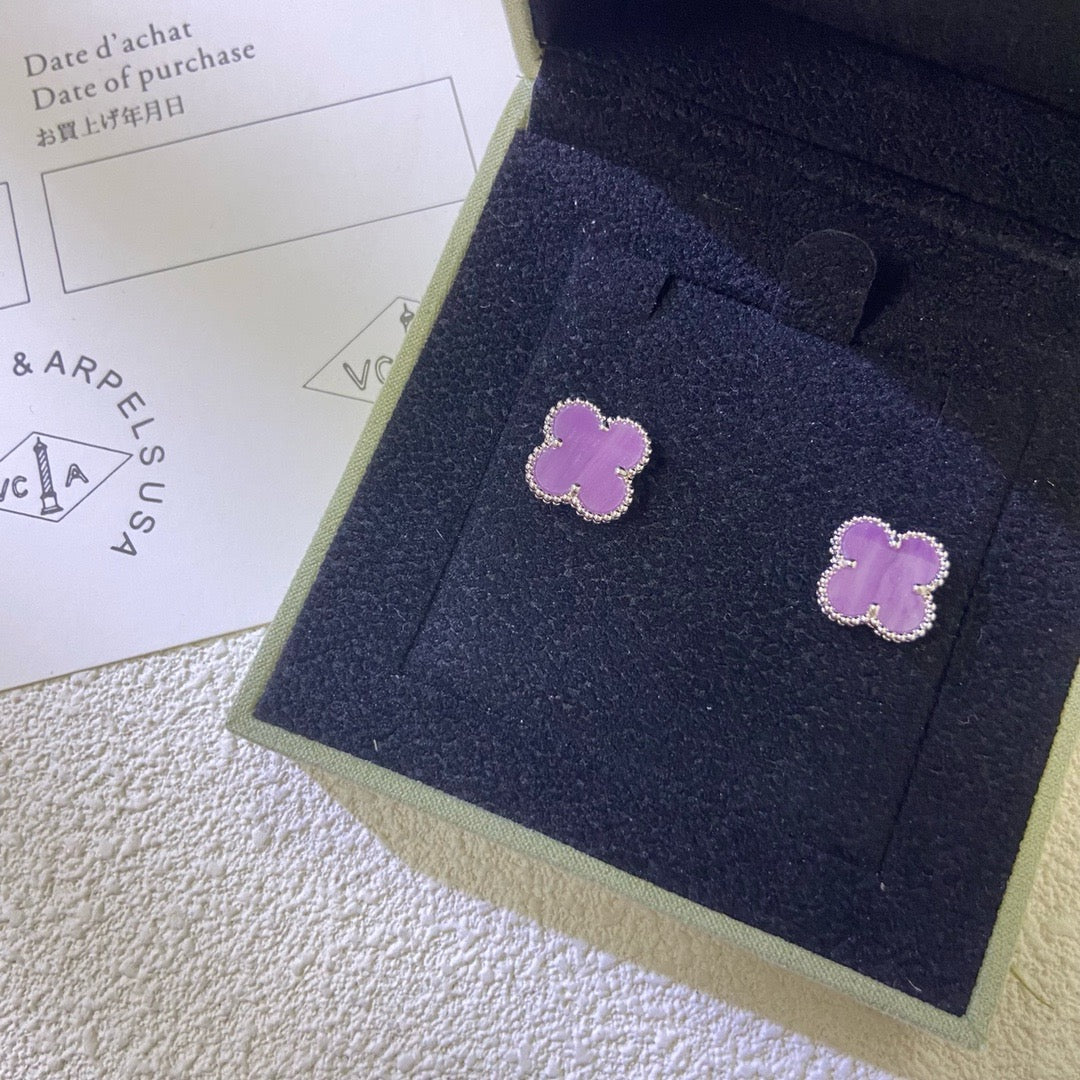 [CiCi]CLOVER MINI 9.5MM  PURPLE VIOLET EARRINGS