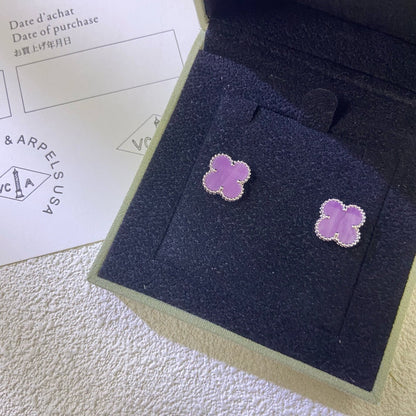 [CiCi]CLOVER MINI 9.5MM  PURPLE VIOLET EARRINGS