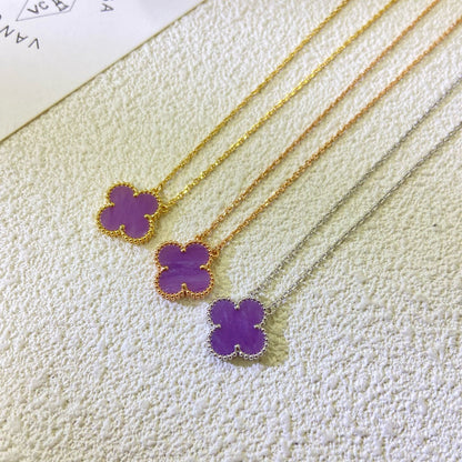 [CiCi]CLOVER 15MM  PURPLE VIOLET NECKLACE