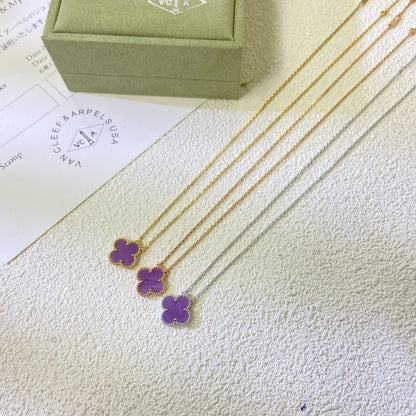 [CiCi]CLOVER 15MM  PURPLE VIOLET NECKLACE