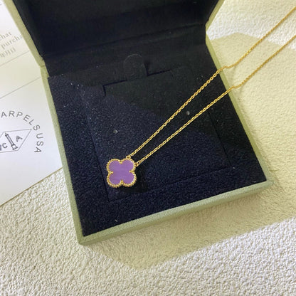 [CiCi]CLOVER 15MM  PURPLE VIOLET NECKLACE
