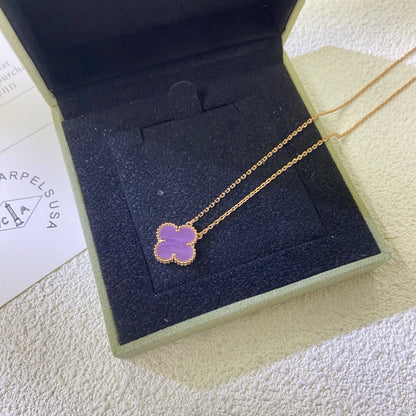 [CiCi]CLOVER 15MM  PURPLE VIOLET NECKLACE