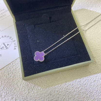 [CiCi]CLOVER 15MM  PURPLE VIOLET NECKLACE