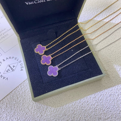 [CiCi]CLOVER 15MM  PURPLE VIOLET NECKLACE