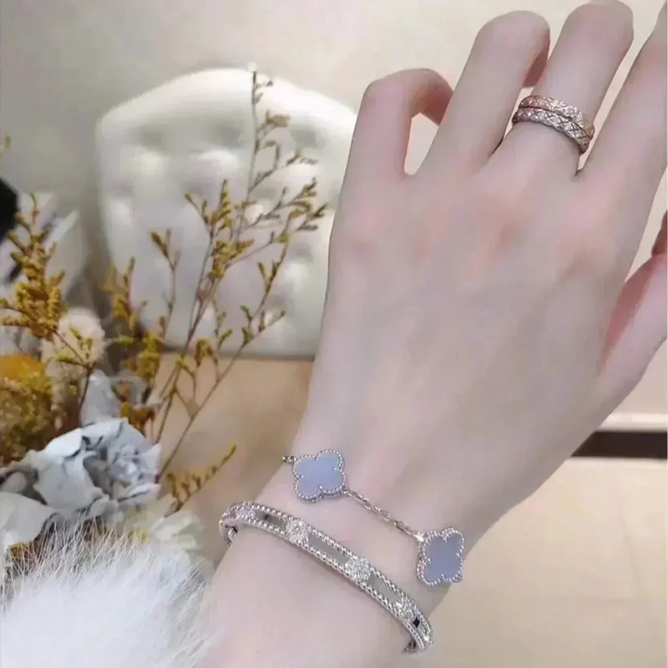 [CiCi] CLOVER 5 MOTIV LILA CHALCEDON ARMBAND KOLLEKTION