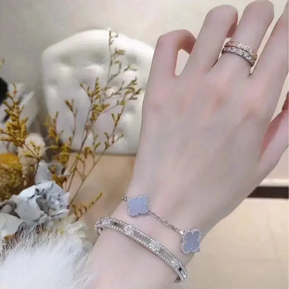 [CiCi] CLOVER 5 MOTIV LILA CHALCEDON ARMBAND KOLLEKTION