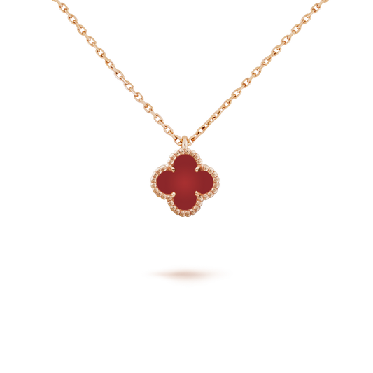 [CiCi]CLOVER MINI 9.5MM WHITE CARNELIANS NECKLACE