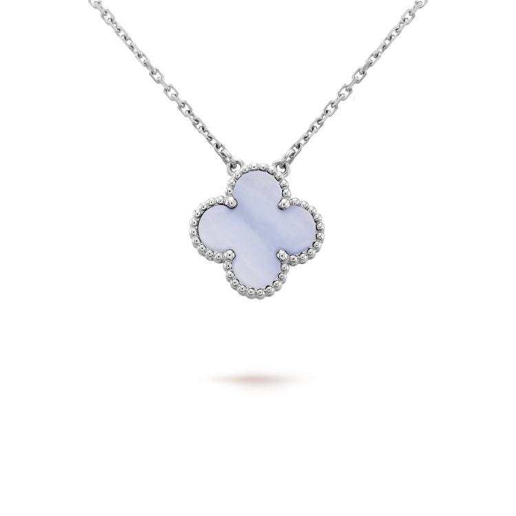 [CiCi]CLOVER 15MM BLAUER CHALCEDON HALSKETTE SILBER
