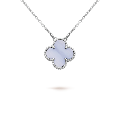 [CiCi]CLOVER 15MM BLAUER CHALCEDON HALSKETTE SILBER