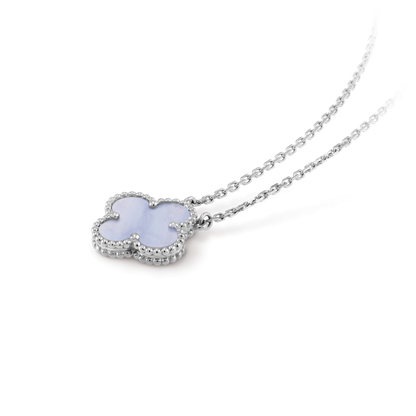 [CiCi]CLOVER 15MM BLAUER CHALCEDON HALSKETTE SILBER