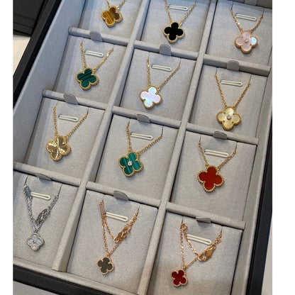 [CiCi]CLOVER 15MM BLACK ONYX SINGLE FLOWER NECKLACE