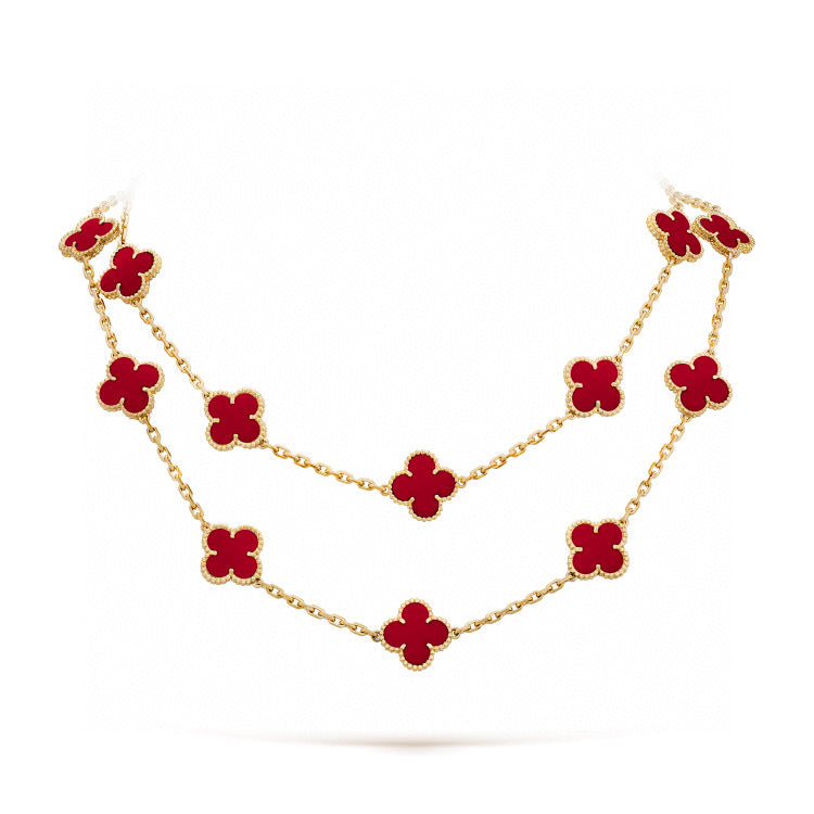 [CiCi]CLOVER 20 MOTIFS CARNELIAN NECKLACE