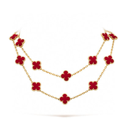 [CiCi]CLOVER 20 MOTIFS CARNELIAN NECKLACE