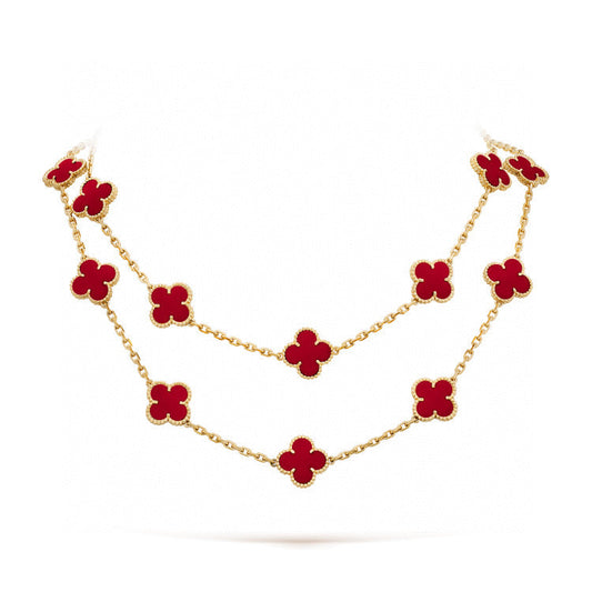 [CiCi]CLOVER 20 MOTIFS CARNELIAN NECKLACE