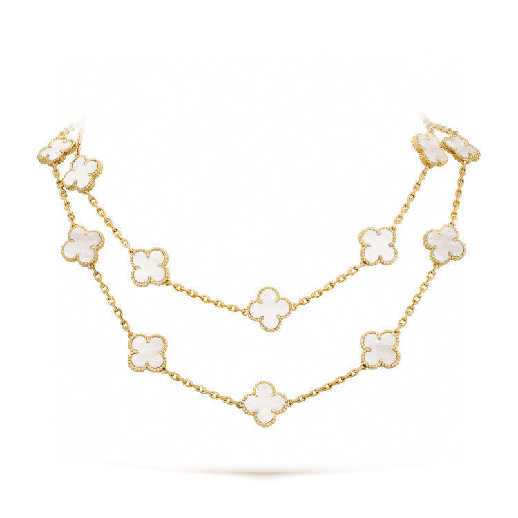 [CiCi]CLOVER 20 MOTIVE WEISS PERLMUTT HALSKETTE