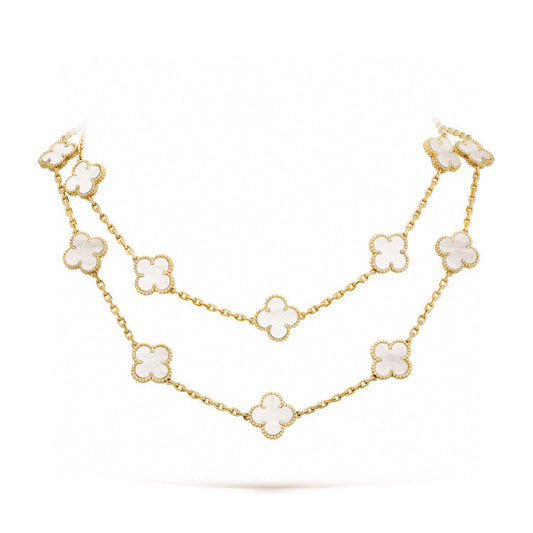 [CiCi]CLOVER 20 MOTIFS WHITE MOP NECKLACE
