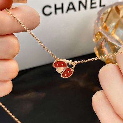 [CiCi]LUCKY  CARNELIANS LADYBUG NECKLACE