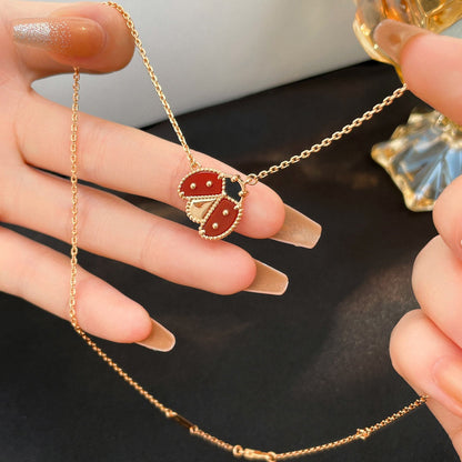 [CiCi]LUCKY  CARNELIANS LADYBUG NECKLACE
