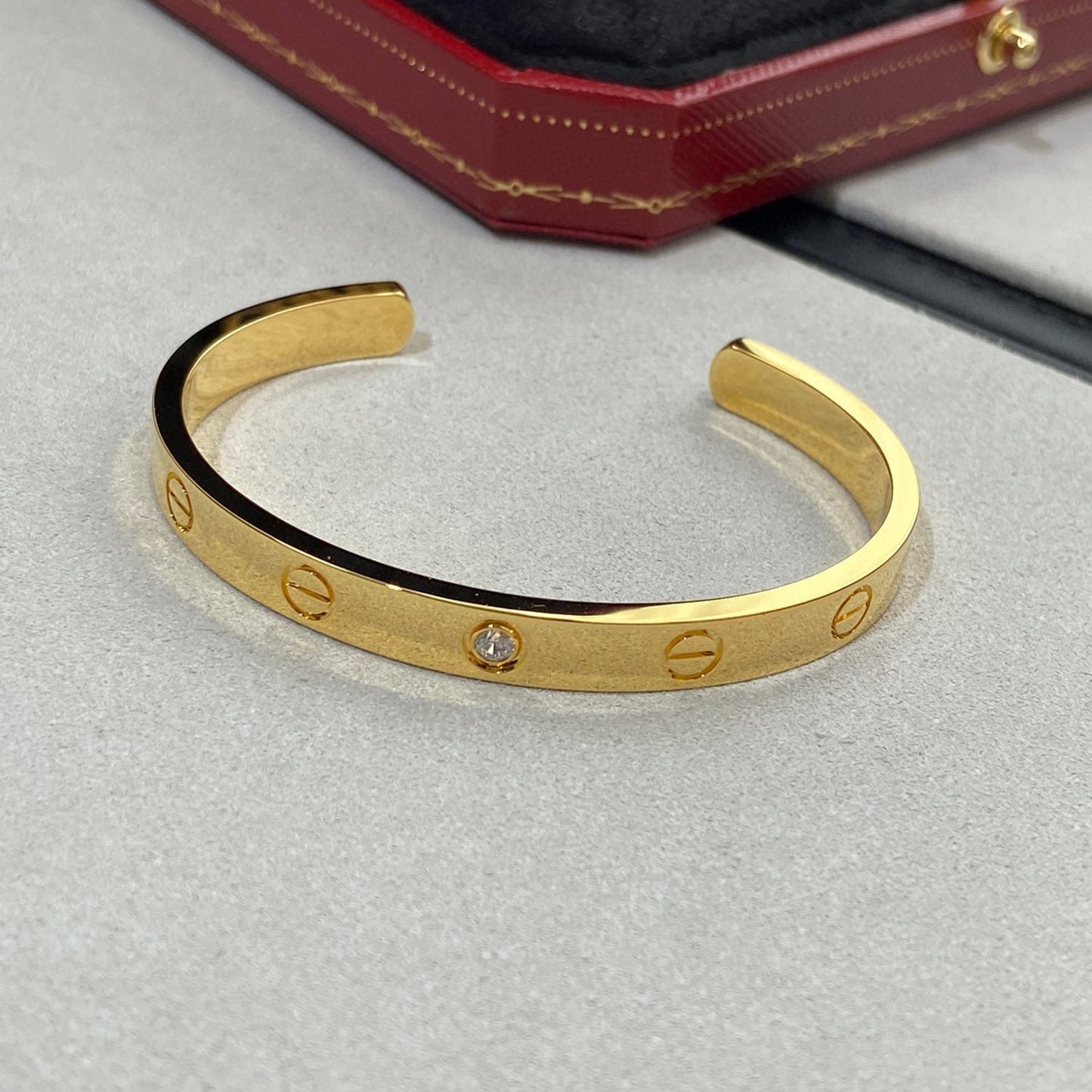 [CiCi]LOVE BRACELET 6.1MM 1 DIAMOND OPEN CUFF